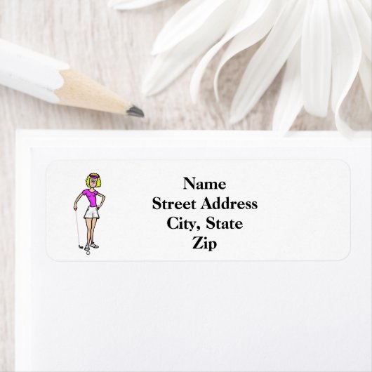 Blonde Vrouw Golfer retour adreslabel Etiket (Insitu)