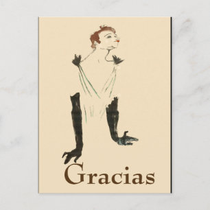 Blonde vrouw,  Gracias, tekst op ansichtkaart wijz Briefkaart