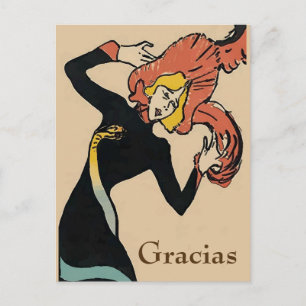 Blonde vrouw,  Gracias, tekst op ansichtkaart wijz Briefkaart