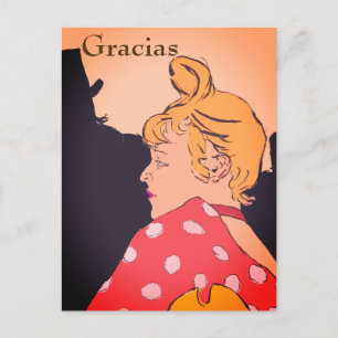 Blonde vrouw, Gracias, tekst wijzigen Ansichtkaar Briefkaart