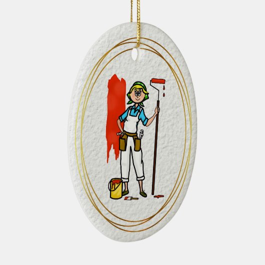 Blonde Vrouw House Painter Ornament (Rechts)