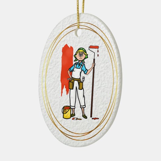 Blonde Vrouw House Painter Ornament (Links)