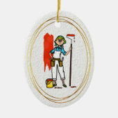 Blonde Vrouw House Painter Ornament (Voorkant)