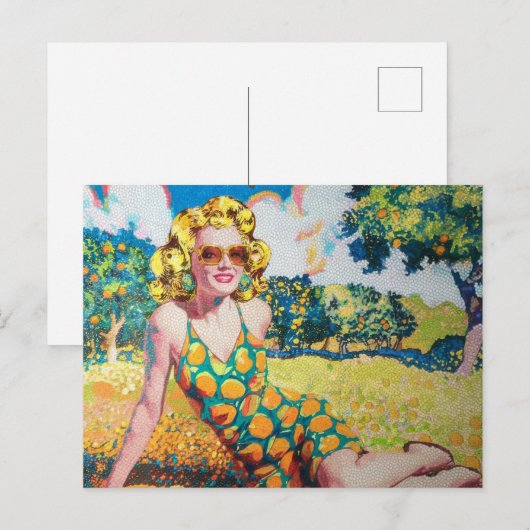 Blonde vrouw in een Oranje grot Briefkaart (Voorkant / Achterkant)