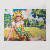 Blonde vrouw in een Oranje grot Briefkaart (Voorkant)