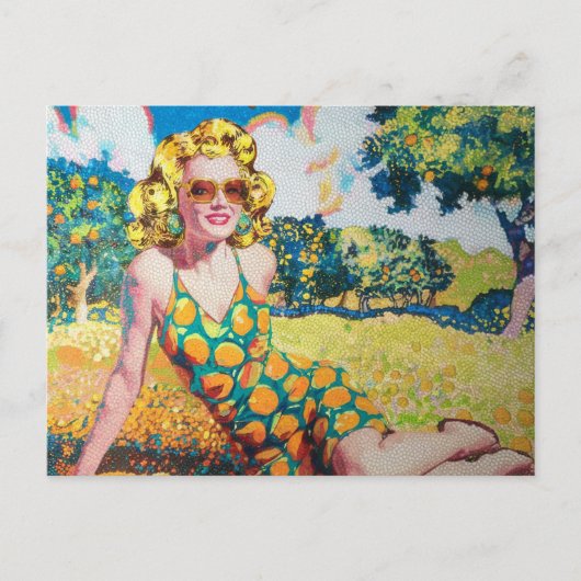 Blonde vrouw in een Oranje grot Briefkaart (Voorkant)