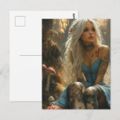 Blonde vrouw in het paddenstoelenbos briefkaart (Voorkant / Achterkant)