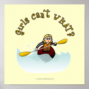 Blonde Vrouw Kayaker Poster