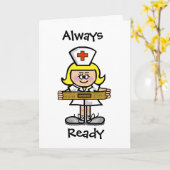 Blonde Vrouw Nurse Wenskaart aanpassen. Kaart (Gele Bloem)