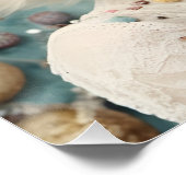 Blonde vrouw op planeet Doughnuts fantasie Perfect Poster (Hoek)