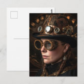 Blonde Vrouw Steampunk Mode Briefkaart (Voorkant / Achterkant)
