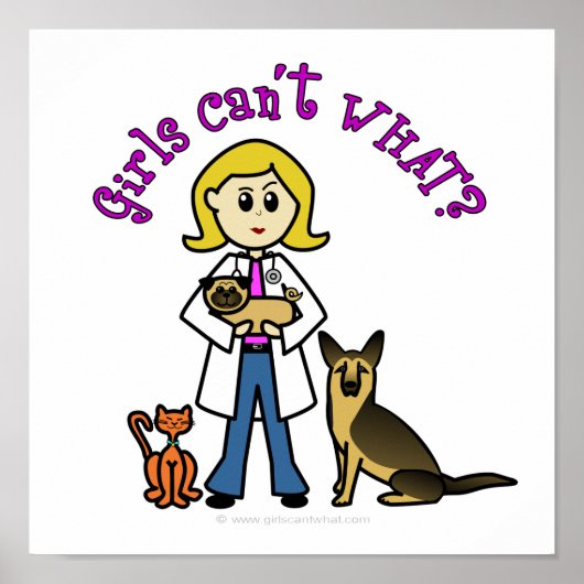 Blonde Vrouw Veterinarian Poster (Voorkant)