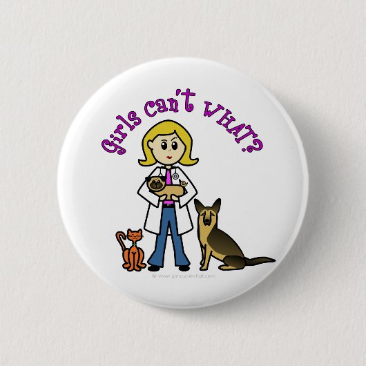 Blonde Vrouw Veterinarian Ronde Button 5,7 Cm (Voorkant)