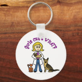Blonde Vrouw Veterinarian Sleutelhanger (Voorkant)