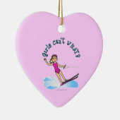 Blonde Vrouw Water Skier Keramisch Ornament (Rechts)