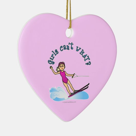 Blonde Vrouw Water Skier Keramisch Ornament (Rechts)