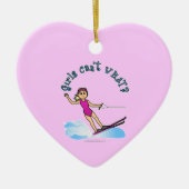 Blonde Vrouw Water Skier Keramisch Ornament (Voorkant)