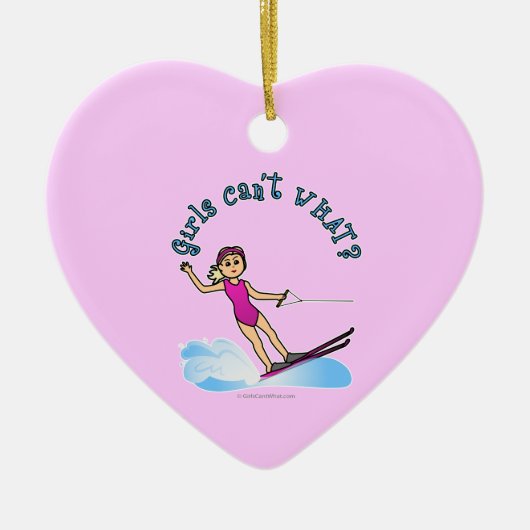 Blonde Vrouw Water Skier Keramisch Ornament (Voorkant)