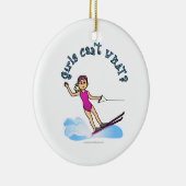 Blonde Vrouw Water Skier Keramisch Ornament (Rechts)