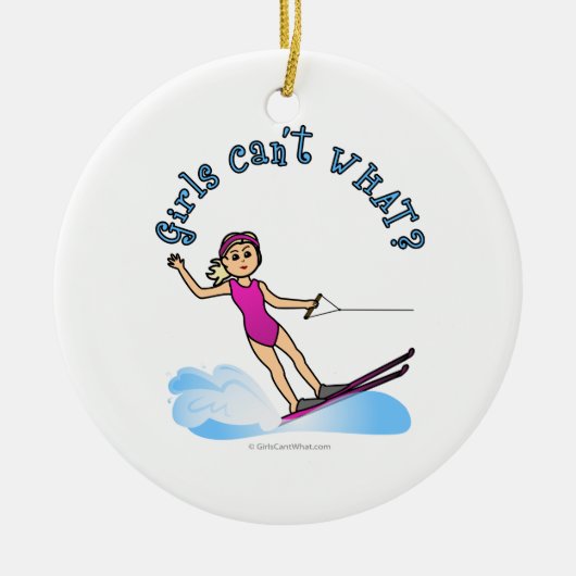 Blonde Vrouw Water Skier Keramisch Ornament (Voorkant)