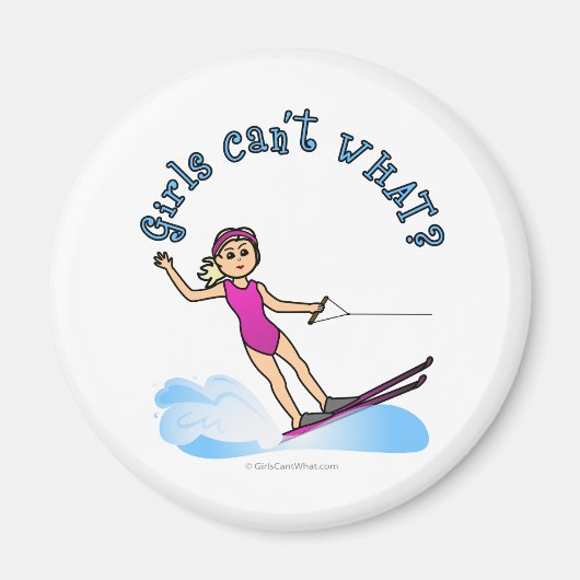 Blonde Vrouw Water Skier Magneet (Voorkant)