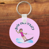 Blonde Vrouw Water Skier Sleutelhanger (Voorkant)