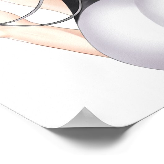 Blonde Waifu met bril Poster (Hoek)