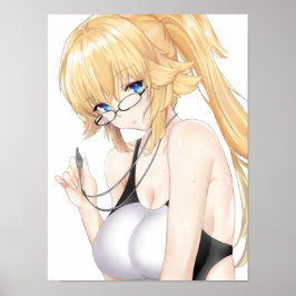 Blonde Waifu met bril Poster