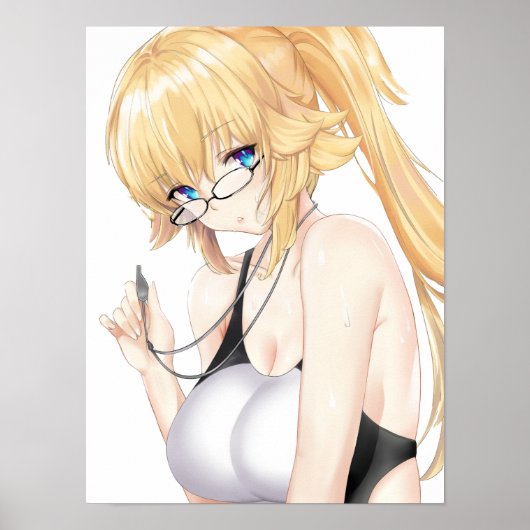 Blonde Waifu met bril Poster (Voorkant)
