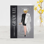 Blonde White Pet and Gown Vrouw Afstuderen Kaart (Gele Bloem)