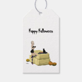 Blonde Witch Pin Up Girl Gift Label Cadeaulabel