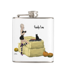 Blonde Witch Pin Up Girl Vinyl Wrapped Flask Heupfles