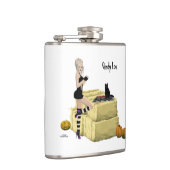 Blonde Witch Pin Up Girl Vinyl Wrapped Flask Heupfles (Rechts)