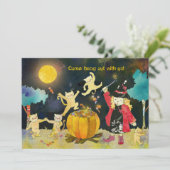 Blonde Witch's Magical Halloween Party Kaart (Staand voorkant)