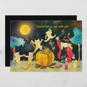 Blonde Witch's Magical Halloween Party Kaart (Voorkant / Achterkant)