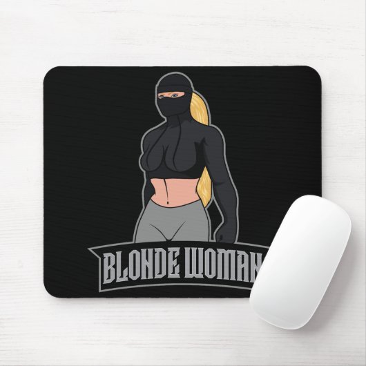 Blonde Woman Mousepad Black Muismat (Met muis)