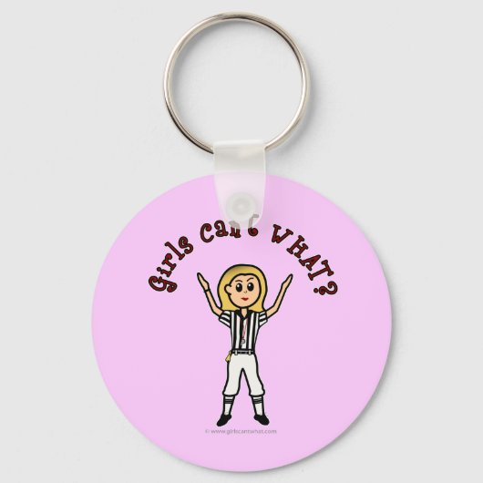 Blonde Womens Football Referee Sleutelhanger (Voorkant)