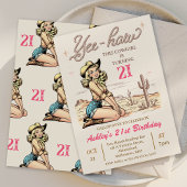  Blonde Yee-haw Cowgirl 21ste Verjaardag Kaart