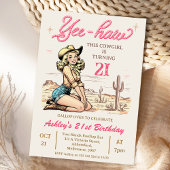  Blonde Yee-haw Cowgirl 21ste Verjaardag Kaart