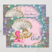 Blonde Zeemeermin Baby Douche Uitnodigingen (Voorkant / Achterkant)