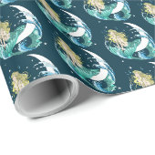 Blonde Zeemeermin Halve Maan Fantasy Art Deco Cadeaupapier (Rol Hoek)