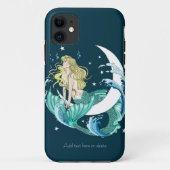 Blonde Zeemeermin Halve Maan Fantasy Art Deco Case-Mate iPhone Case (Achterkant)