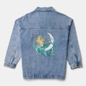 Blonde Zeemeermin Halve Maan Fantasy Art Deco Denim Jacket (Achterkant)