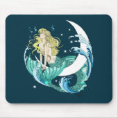 Blonde Zeemeermin Halve Maan Fantasy Art Deco Muismat (Voorkant)