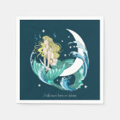 Blonde Zeemeermin Halve Maan Fantasy Art Deco Servet (Voorkant)