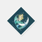 Blonde Zeemeermin Halve Maan Fantasy Art Deco Servet (Hoek)