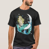 Blonde Zeemeermin Halve Maan Fantasy Art Deco T-shirt (Voorkant)