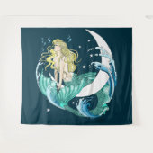 Blonde Zeemeermin Halve Maan Fantasy Art Deco Wandkleed (Voorkant (horizontaal))