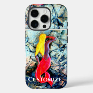 blonde zeemeermin in het rood iPhone 16 pro hoesje