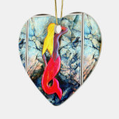 blonde zeemeermin in het rood keramisch ornament (Links)